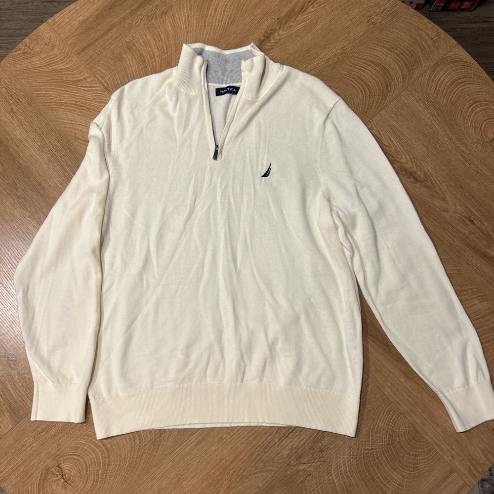 Nautica Men's Off-White Zip-Up Sweater